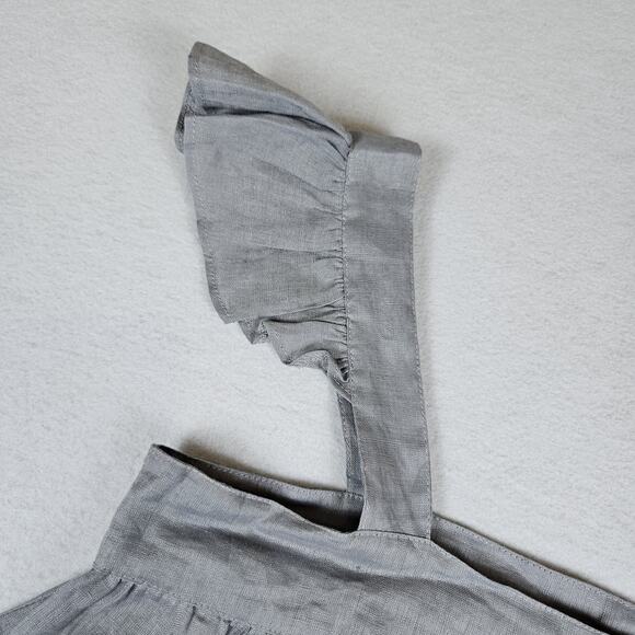 LJC Designs Linen Top Flutter Sleeve Crop Tank Cottage Boho Fairy Ruffle Small - Picture 6 of 12